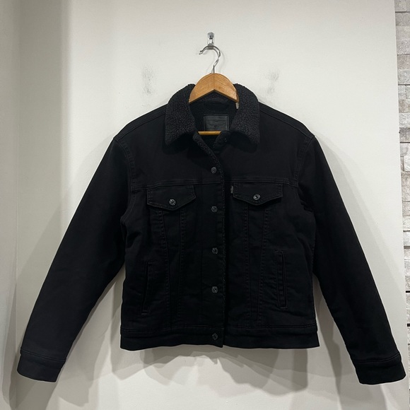 Levi’s Original Sherpa Trucker Jacket Black Denim size M - Picture 4 of 16
